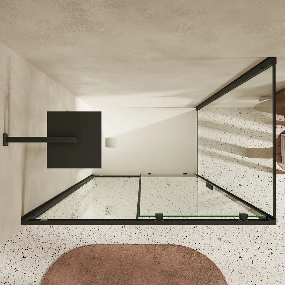 Mampara de ducha slim 90x130 cm con puerta corredera y panel fijo ...