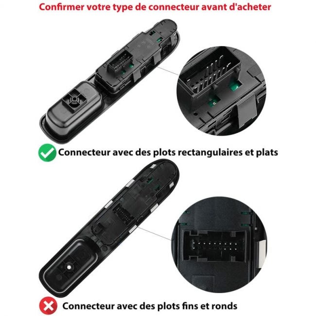 Interruttore Alzacristalli Elettrico 6554.QC - Ricambio Per Citroën C3 (2009-2014) E Peugeot 207, Nero, In Plastica ABS