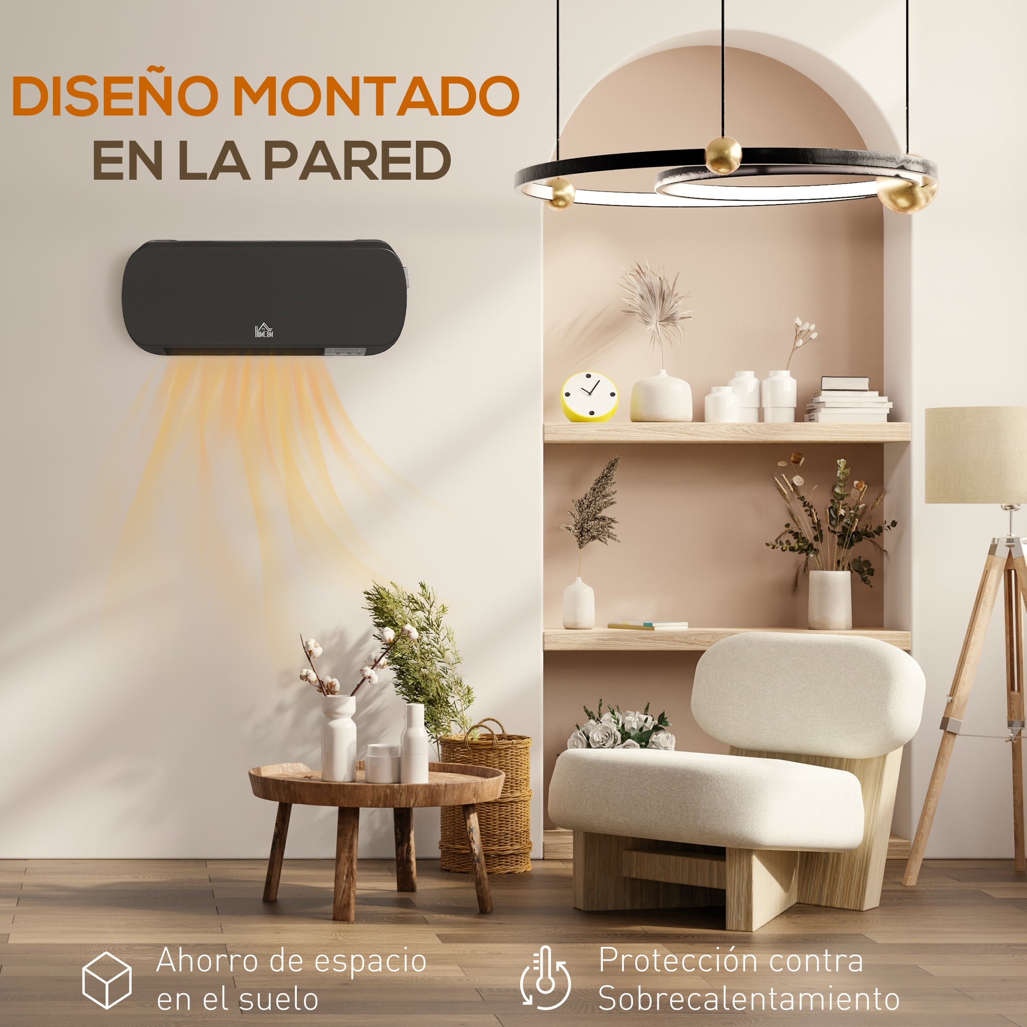 Aquecedor Cerâmico de Parede HOMCOM ABS e PP Preto 45x18,6x11,5 cm 820-254V90BK - 5