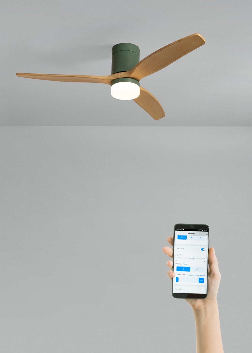 CREATE - WIND CALM M - Ventilateur de plafond silencieux 40W avec pales techniques en ABS Ø132cm avec eclaraige avec wifi - 3