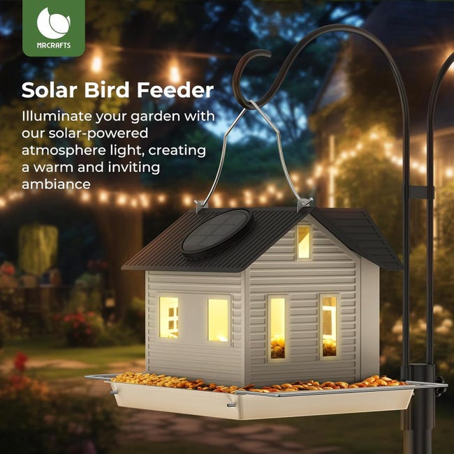 Comedero Solar para pájaros, casa colgante de Meta... - Grandado Comedero Solar para pájaros, casa colgante de Meta... - Grandado