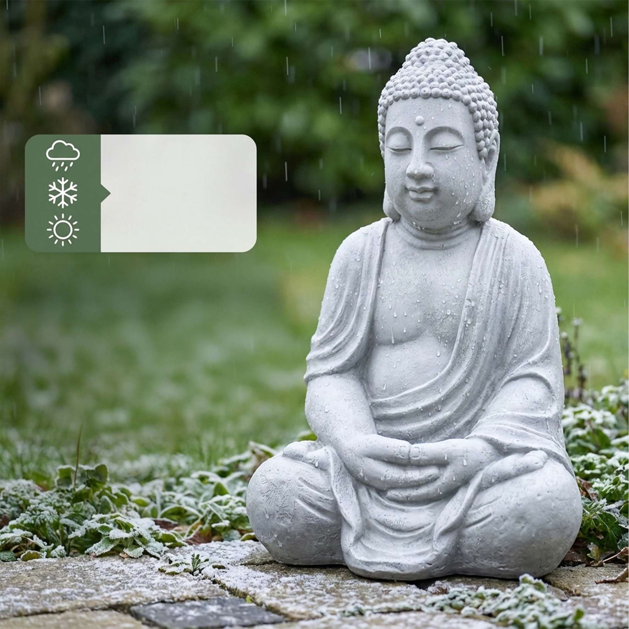 Statue de Bouddha, 70 cm, gris pierre, résistante aux intempéries - 5