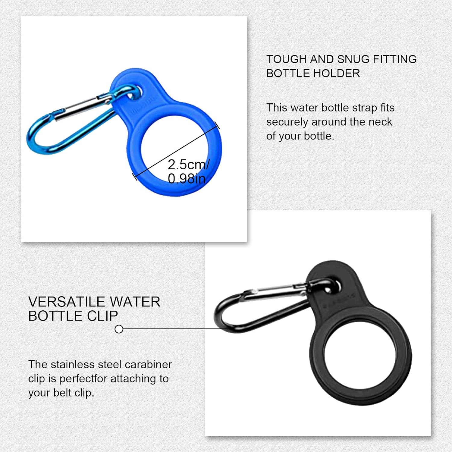 Boucle De Bouteille D'eau En Silicone – Avec Mousqueton Aluminium, Portable, Coloré, Pour Randonnée, Camping, Vélo, Mains Libres