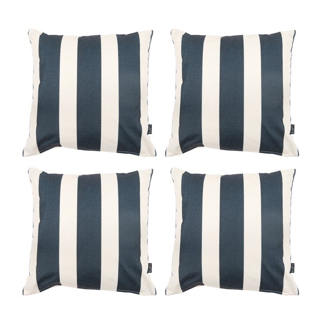 Juego de 4 cojines de interior y exterior Icon con rayas negras 43x43cm