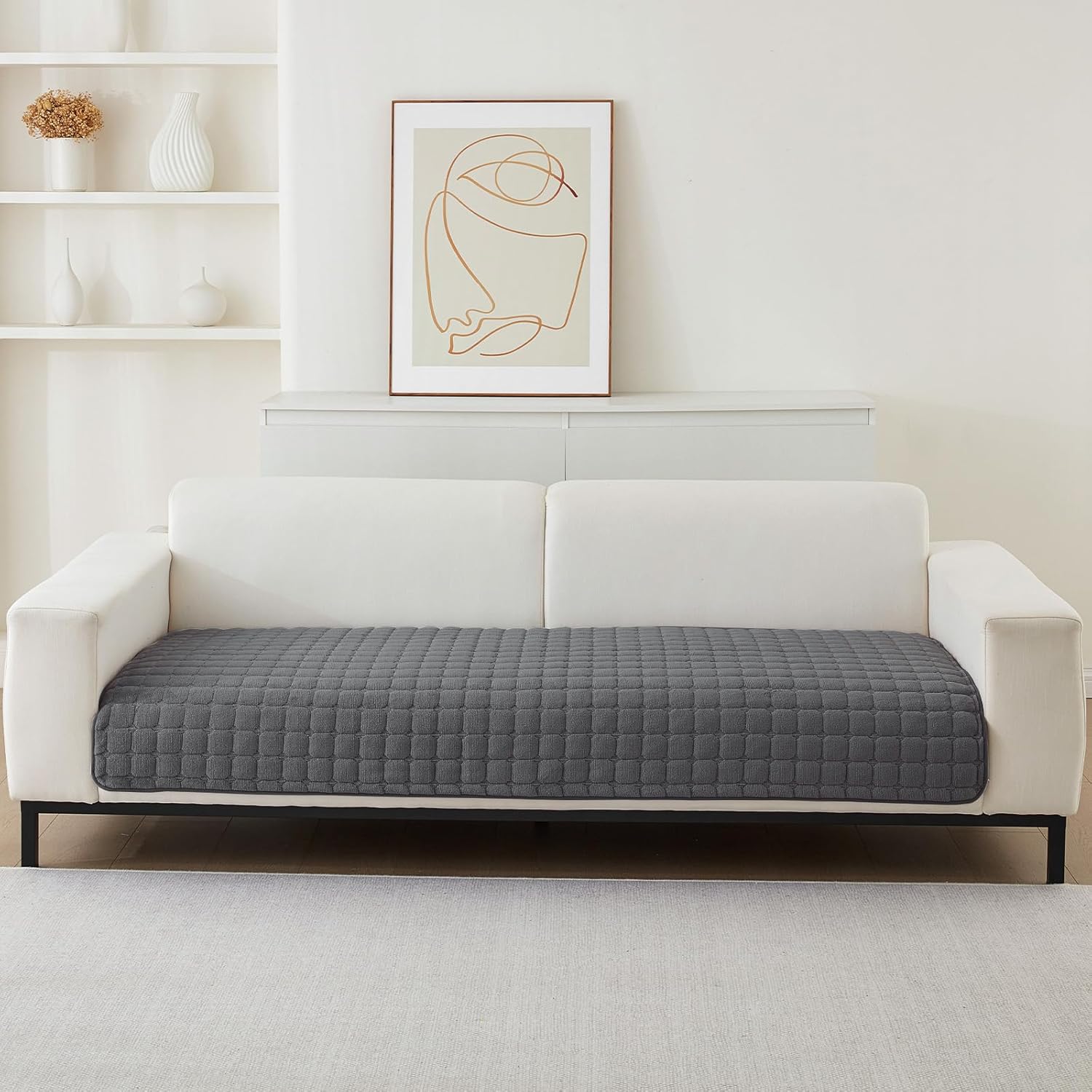 Housse de canapé en flanelle lavable, housse de canapé antidérapante pour canapés modulables, housse de canapé en L (gris, 70x150 cm) - 4