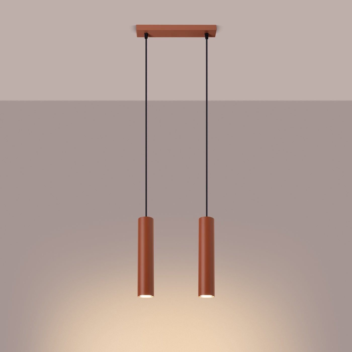 Lampa wisząca TORIS 2 ochra czerwona LED 3000K - 30x6x105cm Sollux