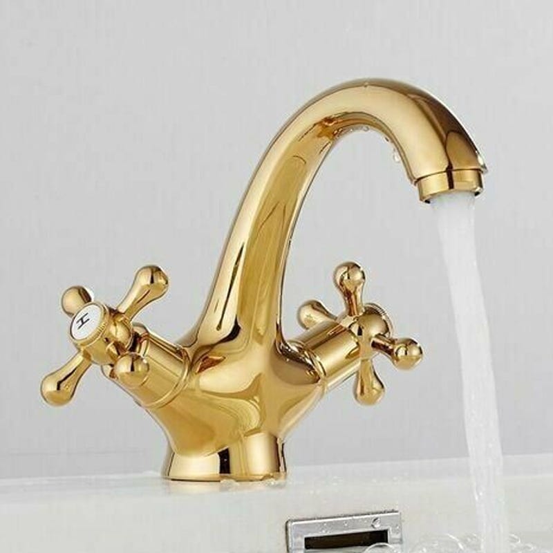 Miscelatore Lavabo Bagno Stile Vintage - Monocomando In Ottone Cromato Con Design Floreale - Foto 7