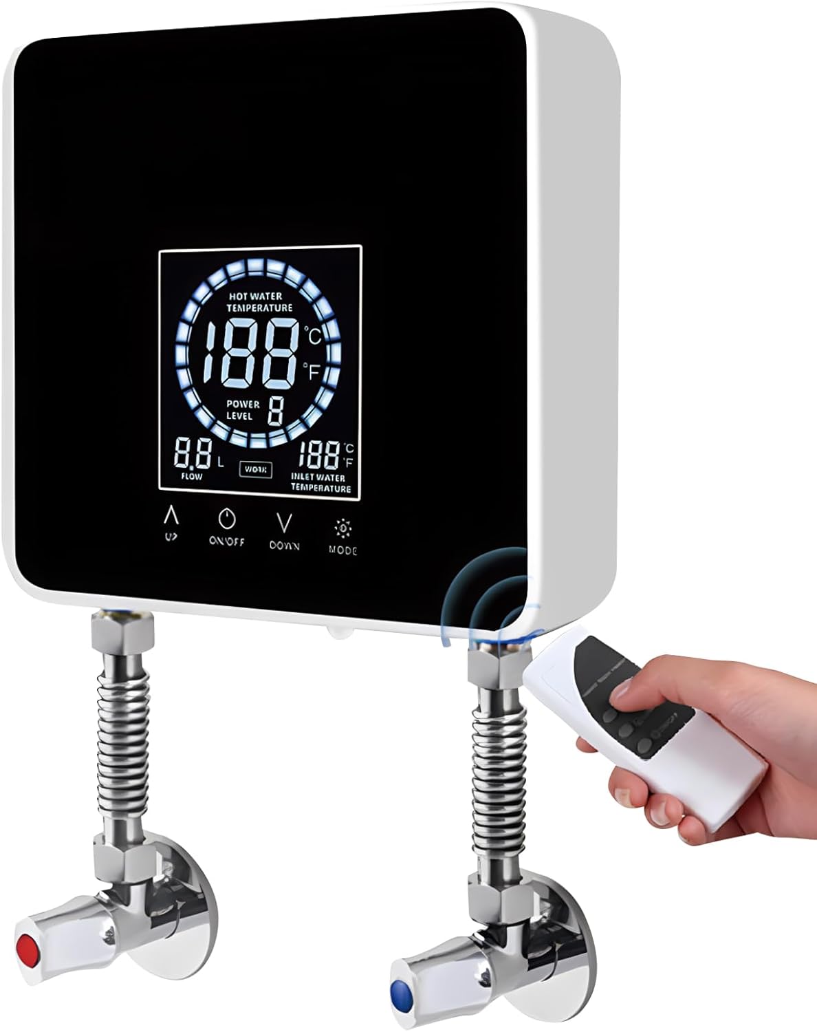 Przepływowy podgrzewacz wody, energooszczędny podgrzewacz wody o mocy 7500 W, elektryczny podgrzewacz wody z cyfrowym wyświetlaczem LED