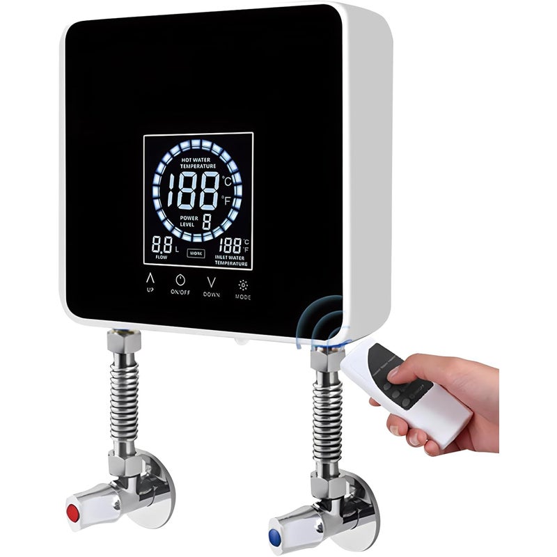 Przepływowy podgrzewacz wody, energooszczędny podgrzewacz wody o mocy 7500 W, elektryczny podgrzewacz wody z cyfrowym wyświetlaczem LED