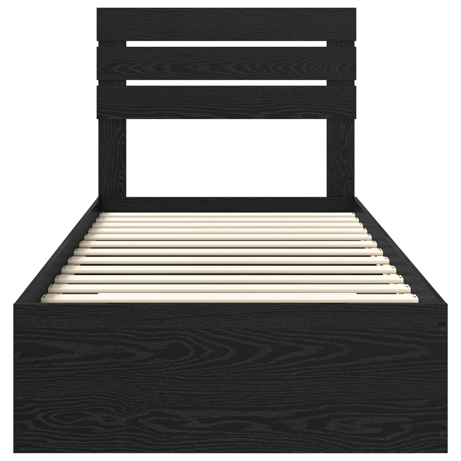 Cadre de lit chêne noir 90 x 190 cm en panneau de bois - 7