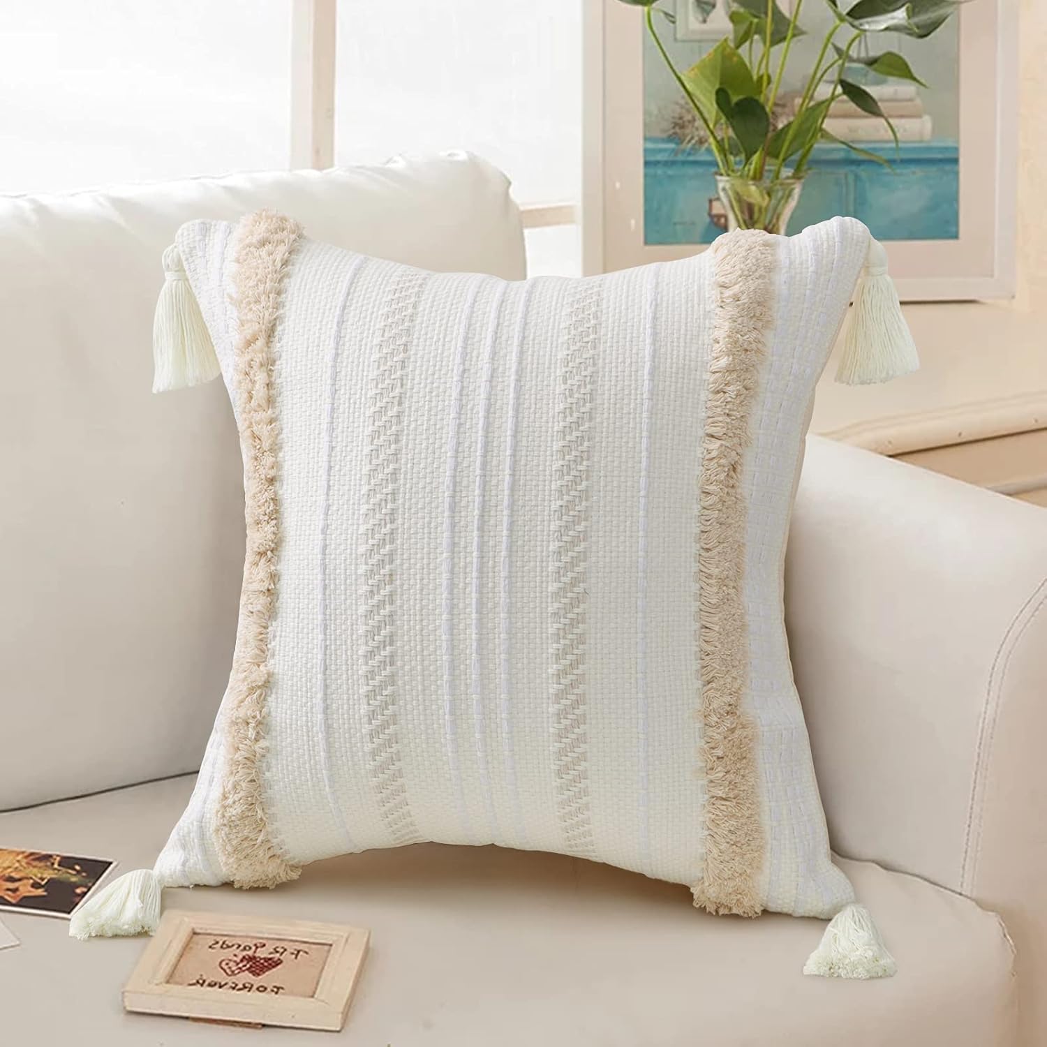 Housses De Coussin Décoratives Saumon Et Blanc - Apapacho Art