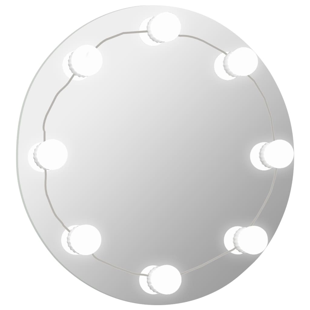 Espejo decorativo | espejo de pared con luces led redondo de vidrio cfw319512