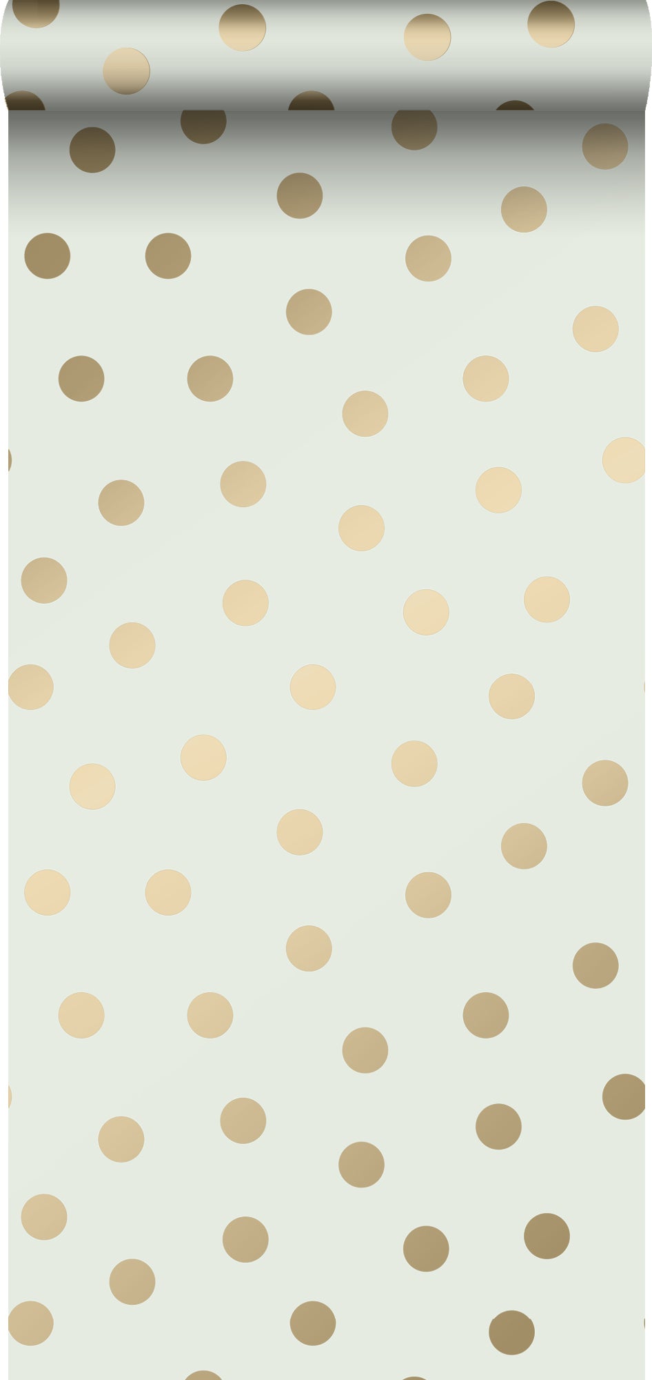 Papel pintado puntos lunares blanquecino y oro - 0,53 x 10,05 m - estahome