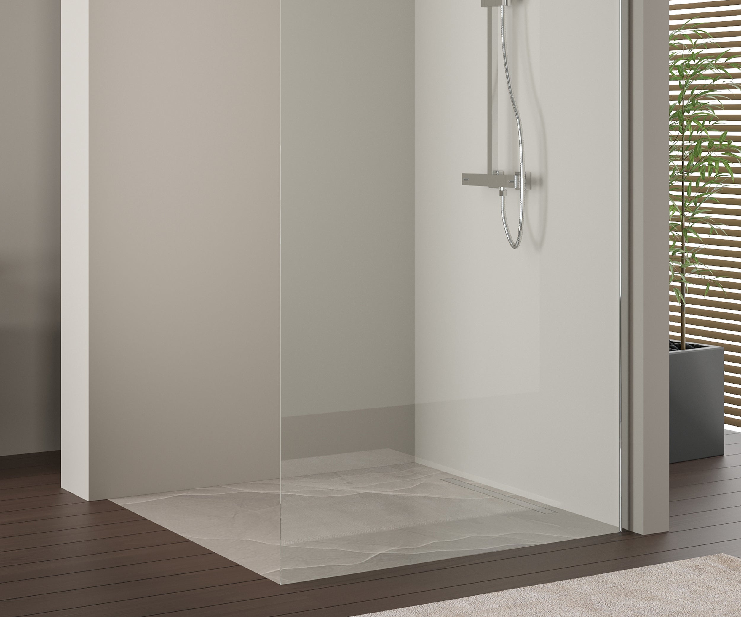 Bernstein Ścianka prysznicowa 90cm Walk-In EX103 profil chrom - drążek sufitowy - 2