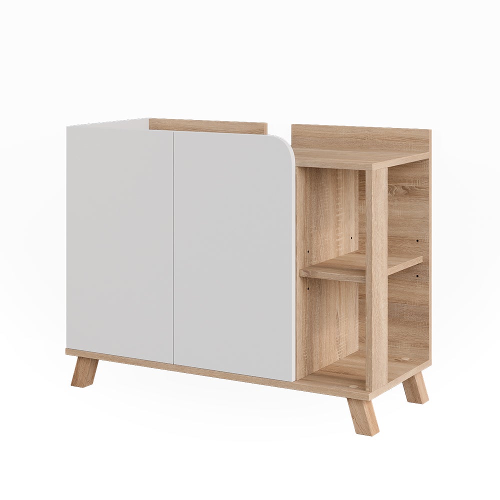 Vicco Szafka pod umywalkę Karen, Sonoma/Biały, 80 x 65 cm z 2 drzwiami