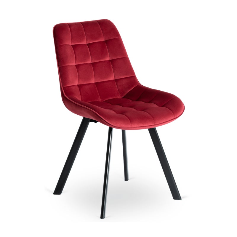 Krzesło Tapicerowane Welurowe Do Salonu Jadalni Loftowe Bordowe RICK