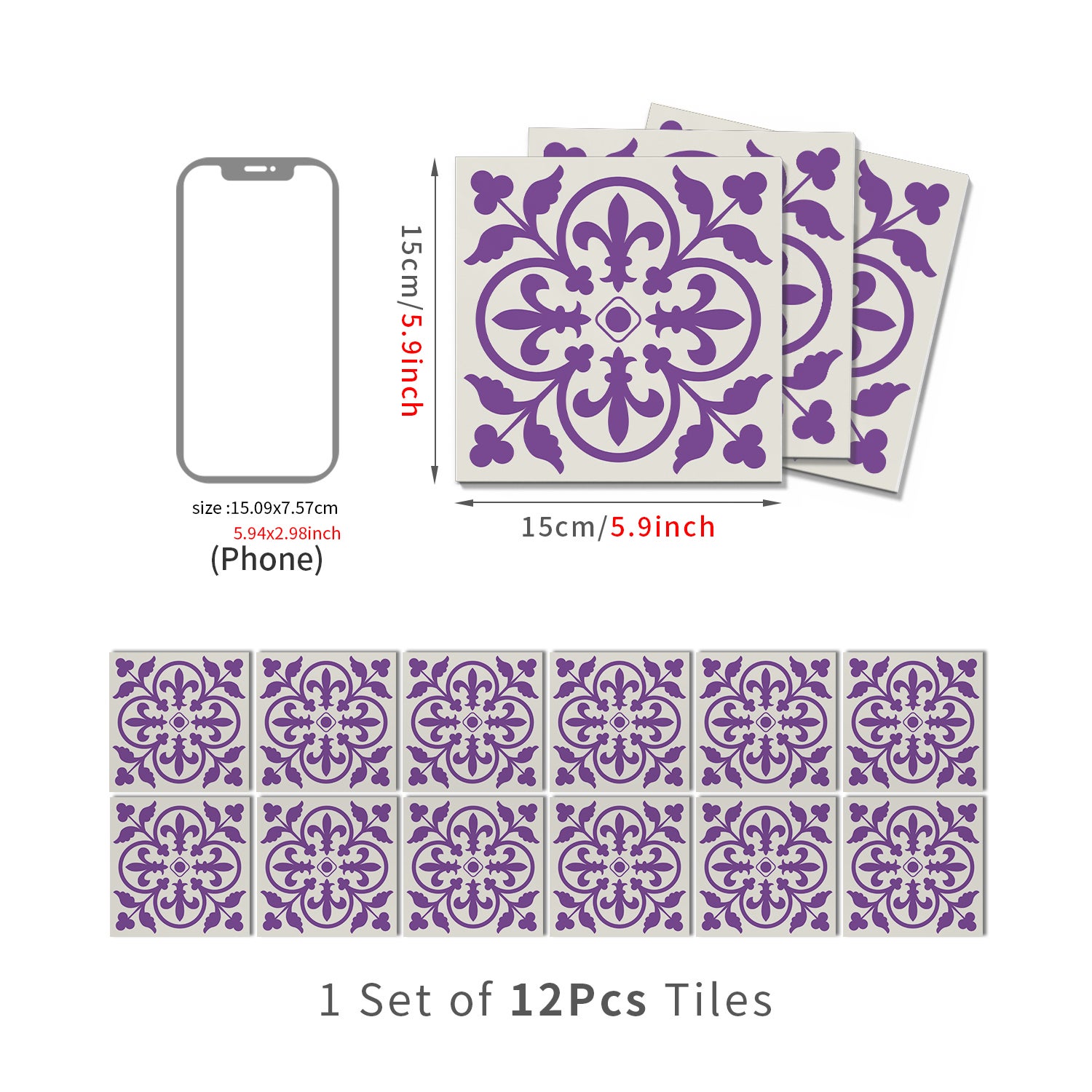 Lot de 12 panneaux muraux 3D autocollants, Crédence adhésive, Autocollants décoratifs, Imperméables et résistants à la chaleur, 15 cm x 15 cm - 4