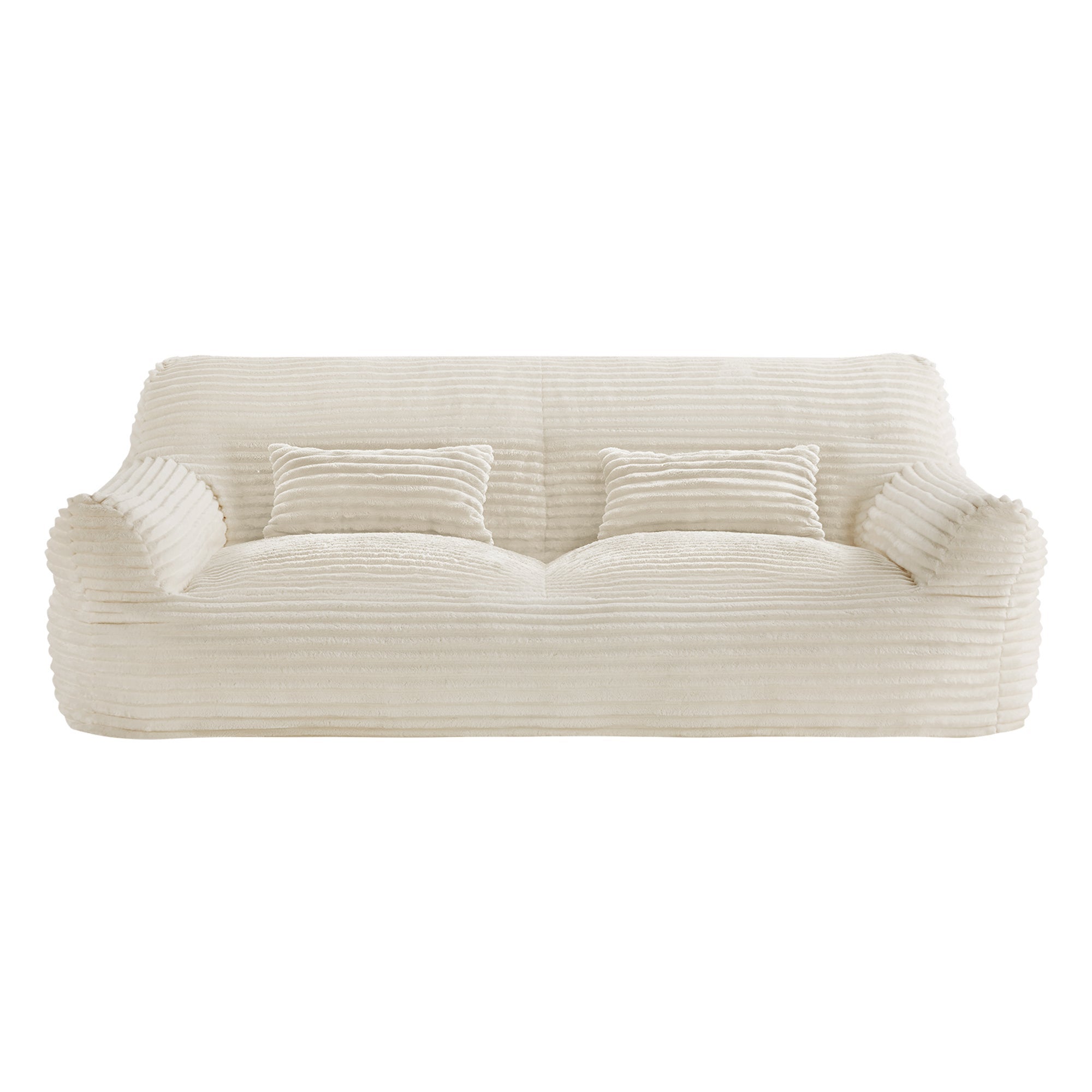 CHITA Canapé 2 places compressé avec couverture et coussins,en laine,Blanc cassé - 2