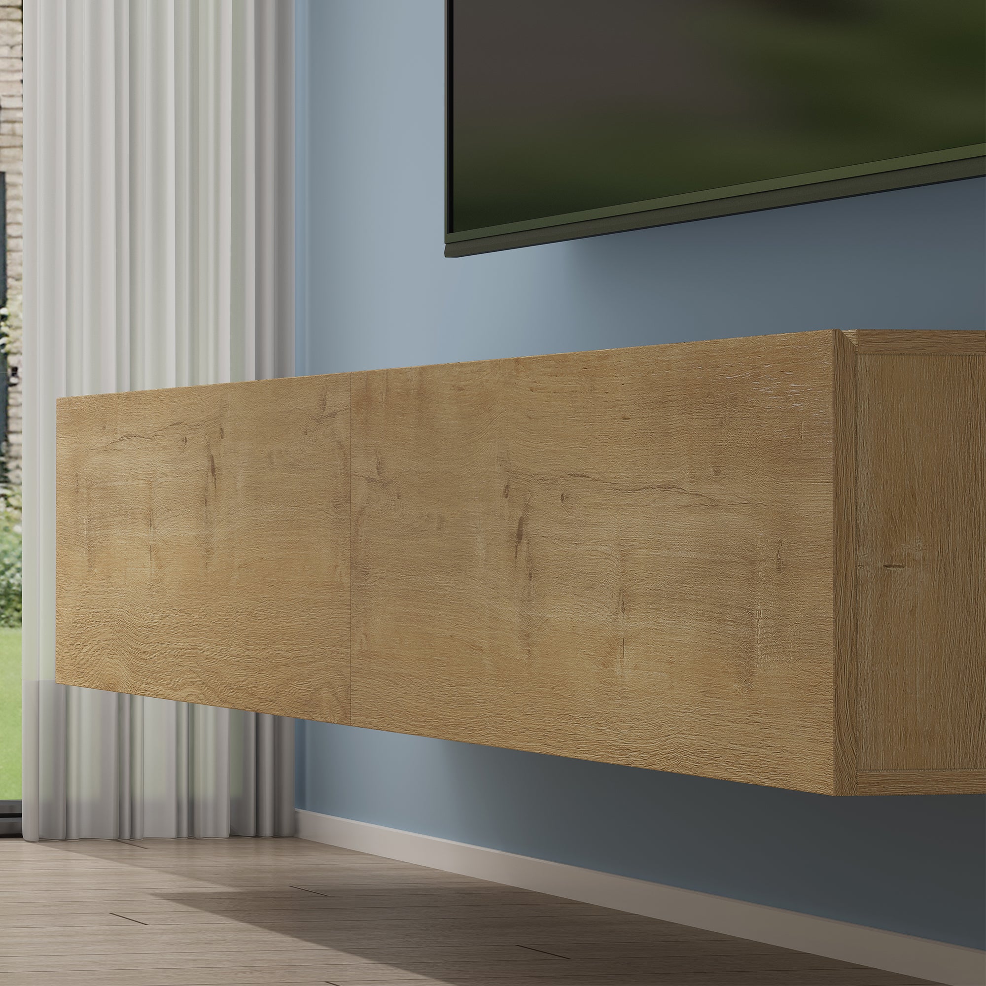 Mai & Mai Meuble TV Armoire avec Soft-Close Table TV pour le Salon Marron Clair 240x40,2x30 cm TC002 - 2