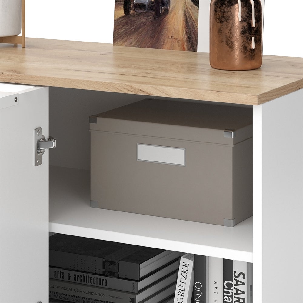 Vicco Cómoda esquinera Wido, Blanco/Sonoma, 80 x 50 cm con puerta - 6