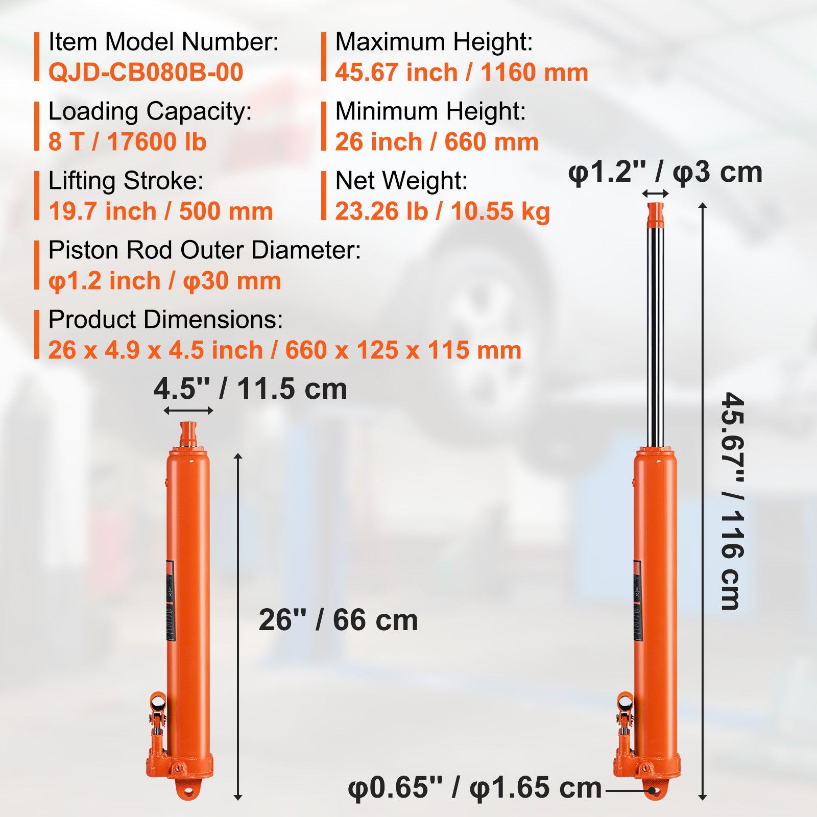 Macaco hidráulico pistão longo,SucceBuy capacidade 8 toneladas,bomba pistão duplo e base com suporte para gruas de elevação,gruas garagem/oficina - 9