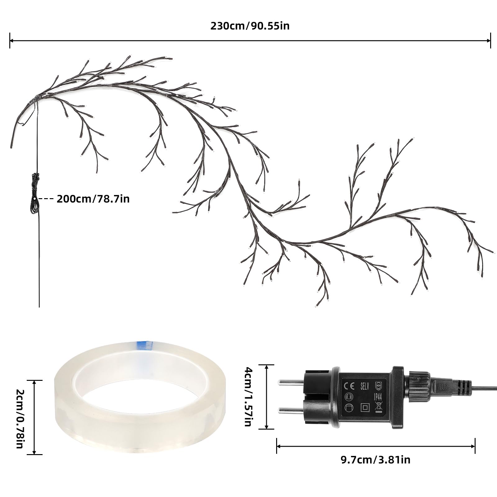 Arbre Lumineux LED, Arbres Guirlande Lumineuse, Decoration Murale, 144 LED Pliables Lumineuse Saule Artificielles, pour Mur Chambre Salon Décoration - 5