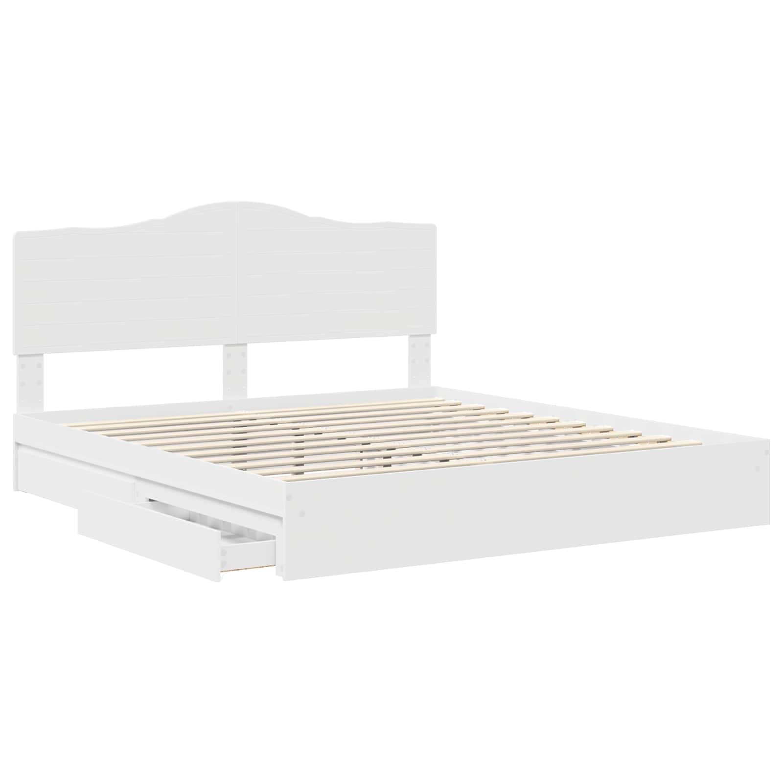 Lit de rangement réglable blanc 180 x 200 cm en panneau de bois - 5