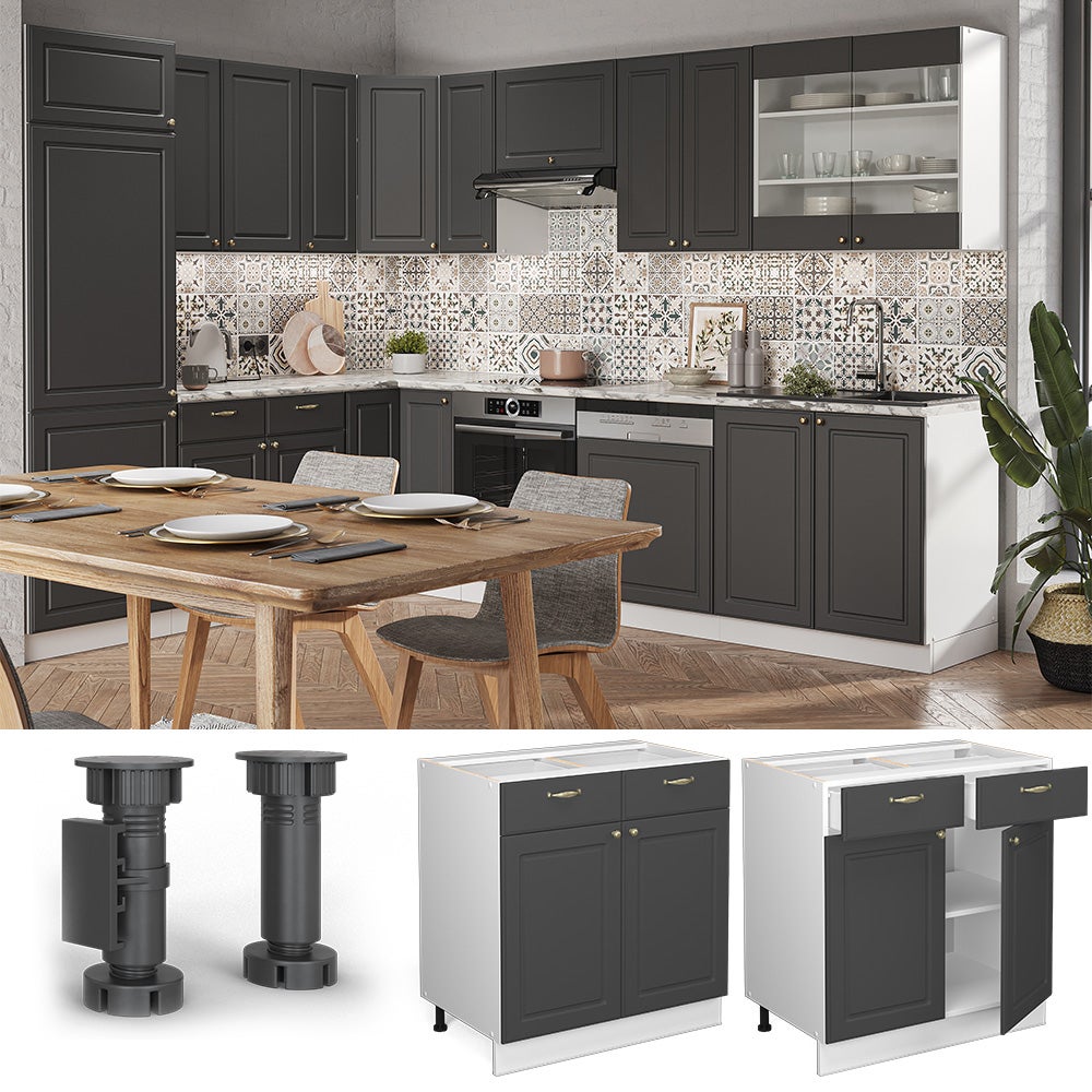 Vicco Meuble cuisine Fame-Line, Anthracite-or, 80cm sans PT - 2