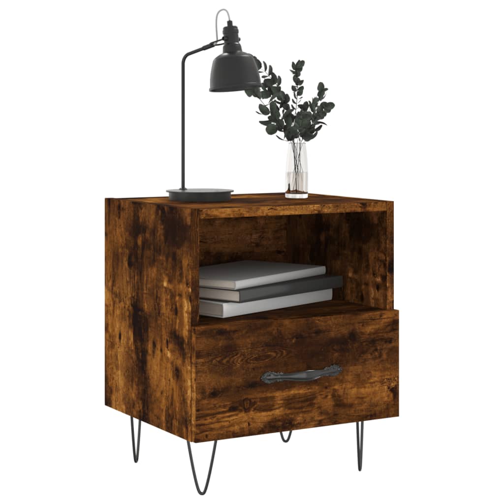 Table de chevet chêne fumé 40x35x47,5 cm bois d’ingénierie - 7