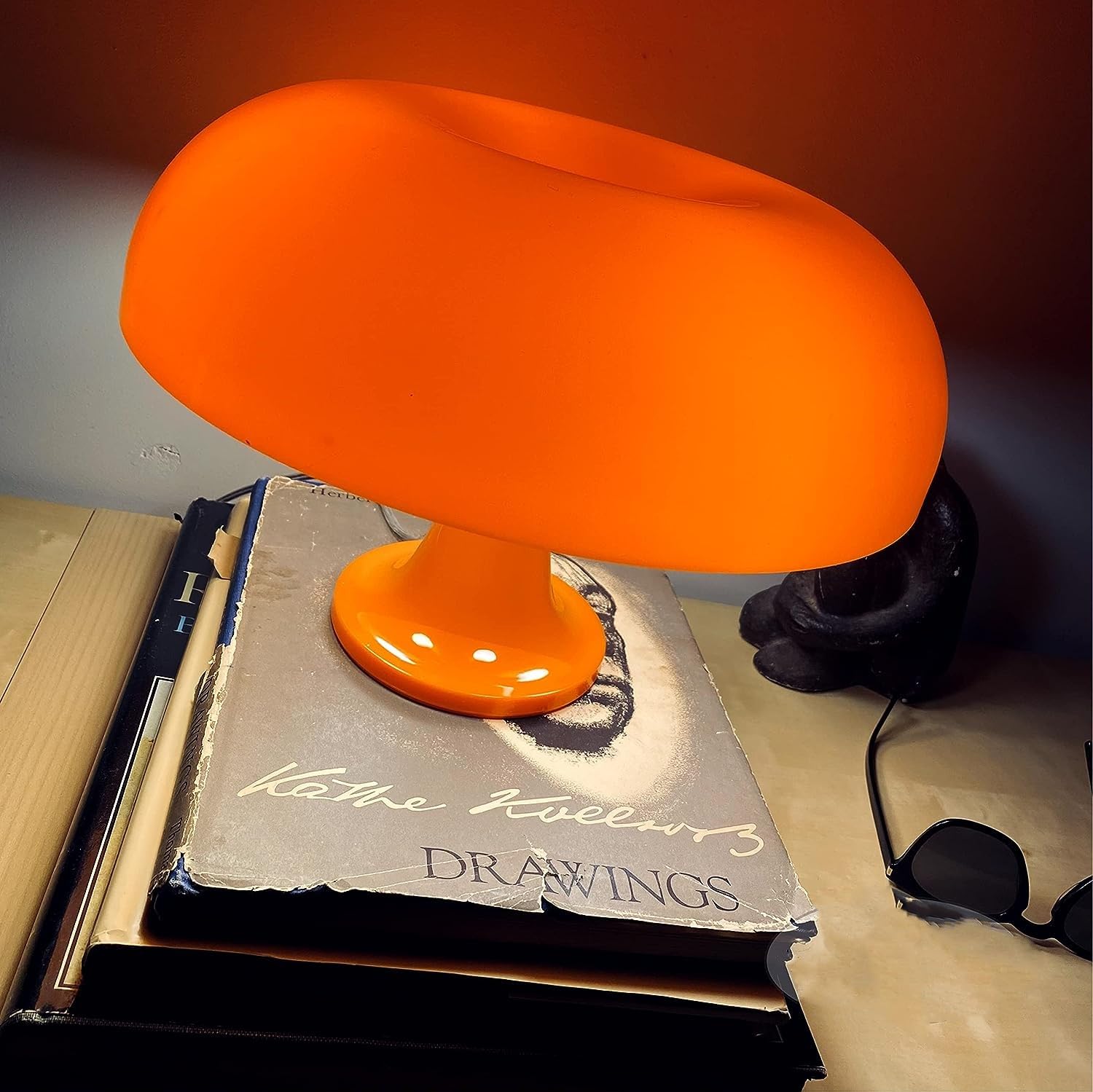 Lampe de table LED en forme de champignon, lampe de chevet pour chambre, bel éclairage moderne (Orange-Version prise européenne) - 2