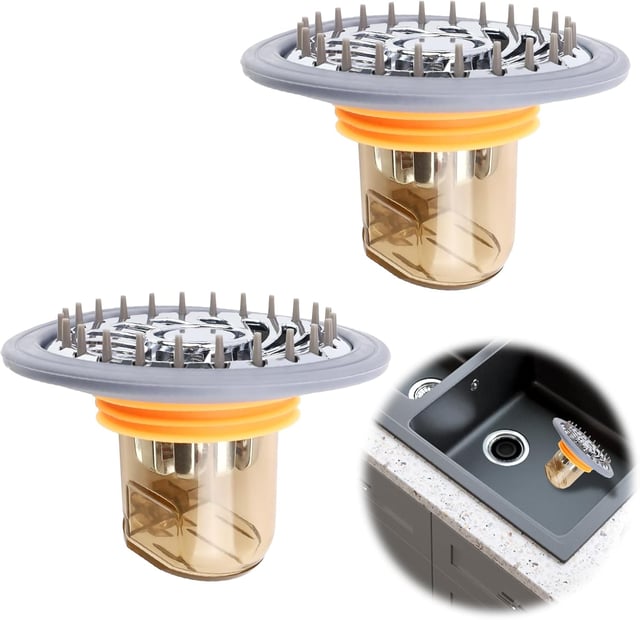 2 bouchons de douche anti-odeur - Siphon de sol avec filtre à cheveux pour douche - Convient aux trous de siphon de sol d'un diamètre de 32 à 45 mm