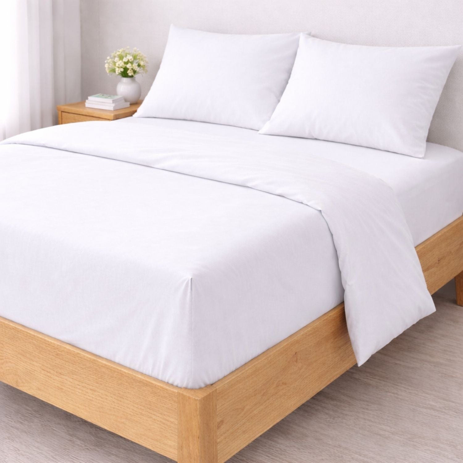 Sábana Bajera Blanco Cama 150cm - 100% Algodón - Donegal Collections - 6