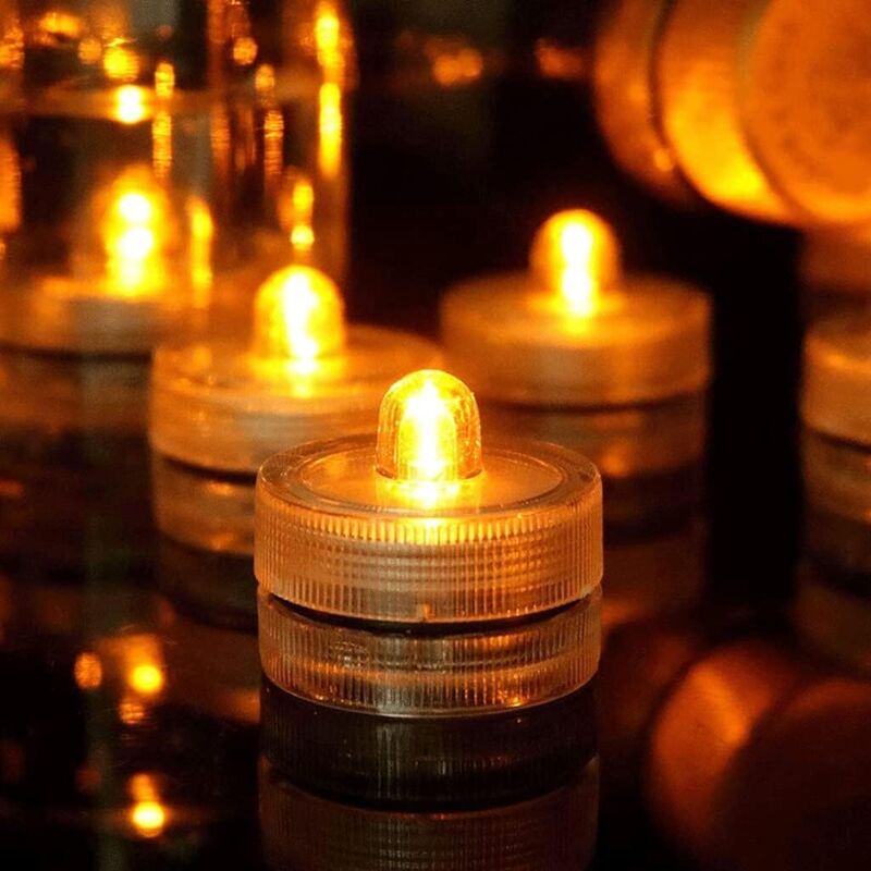 Lot de 12 lumânări LED cu farfurie, impermeabile, subacvatice, alimentate cu baterii, cu încălzire