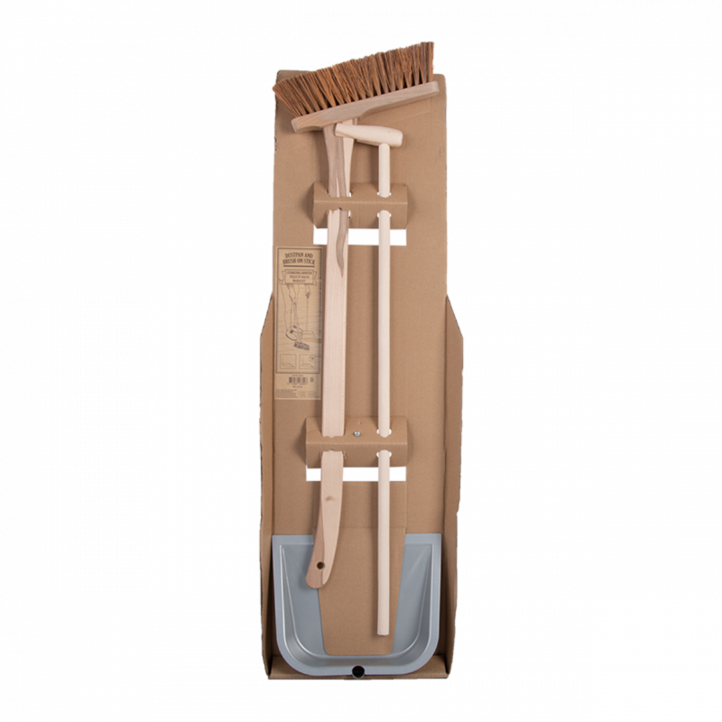 Set de nettoyage balai et pelle à long manche - L 25,5 x H 90,5 cm - Bois de hêtre, acier - 9