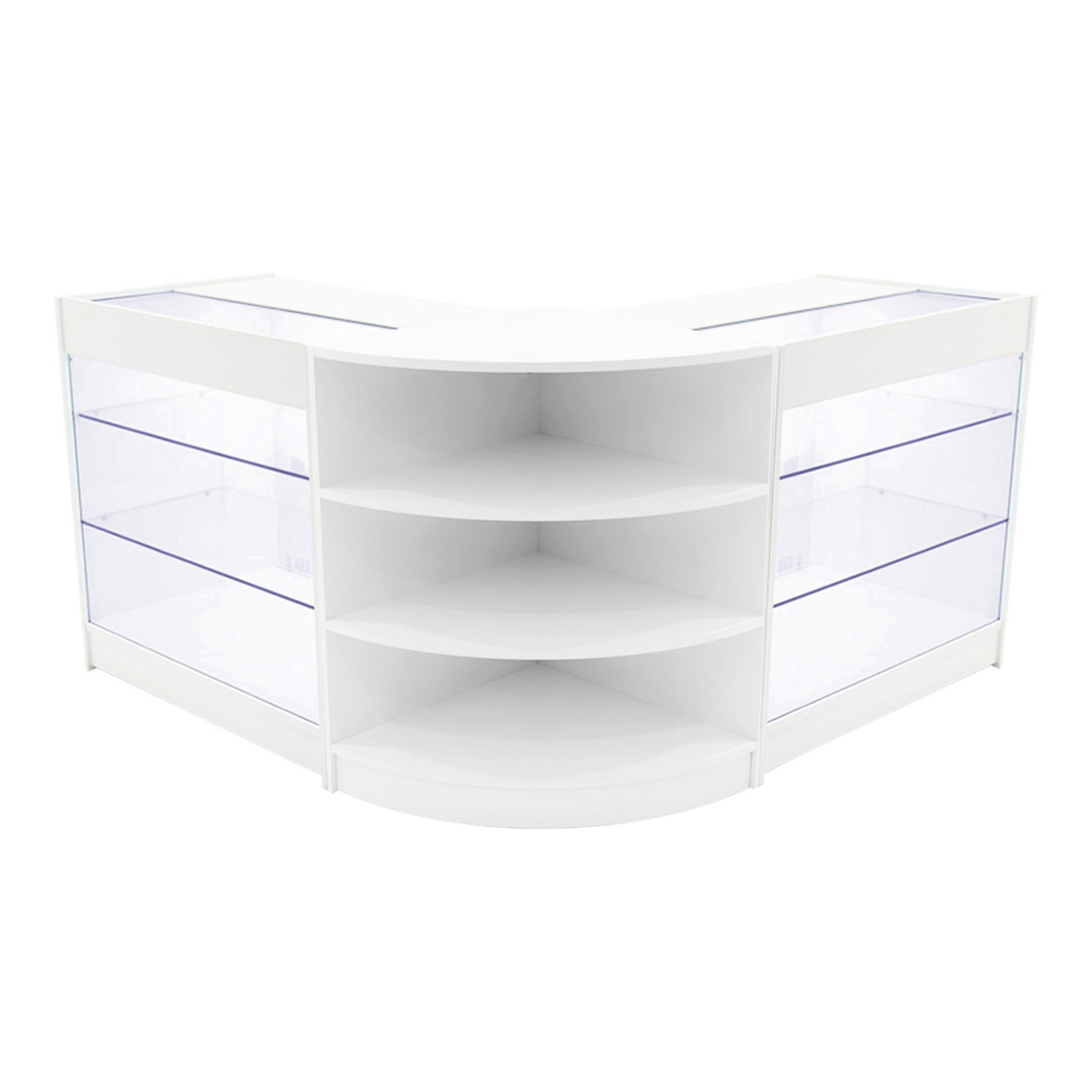 Ensemble De 3 Comptoirs De Vente à LED En MDF Blanc – Présentation Professionnelle Pour Boutique