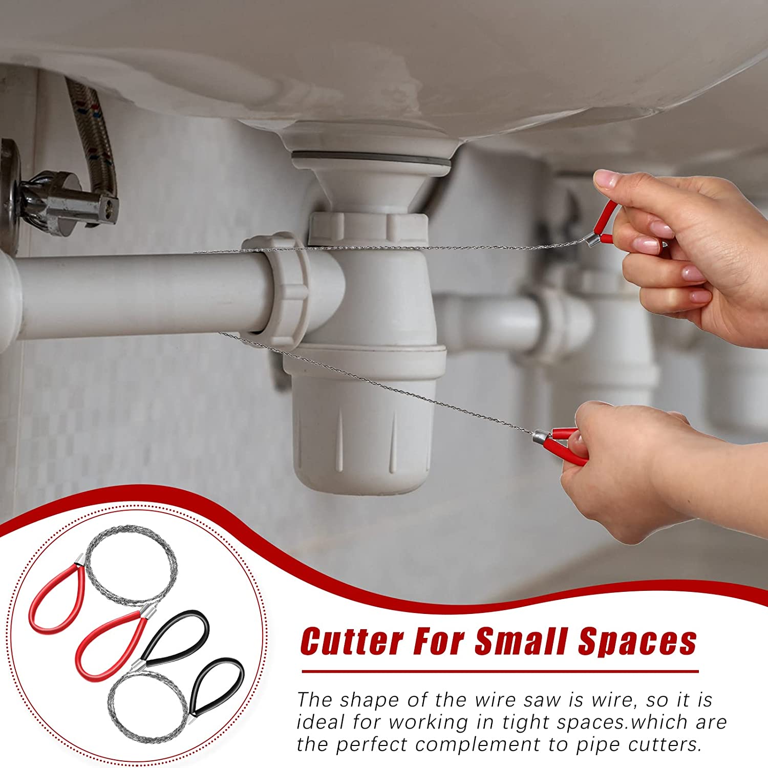 Scie à câble de tuyau en PVC scie à fil en acier inoxydable outil de coupe de fil de survie d'urgence de corde de poche à main - 3