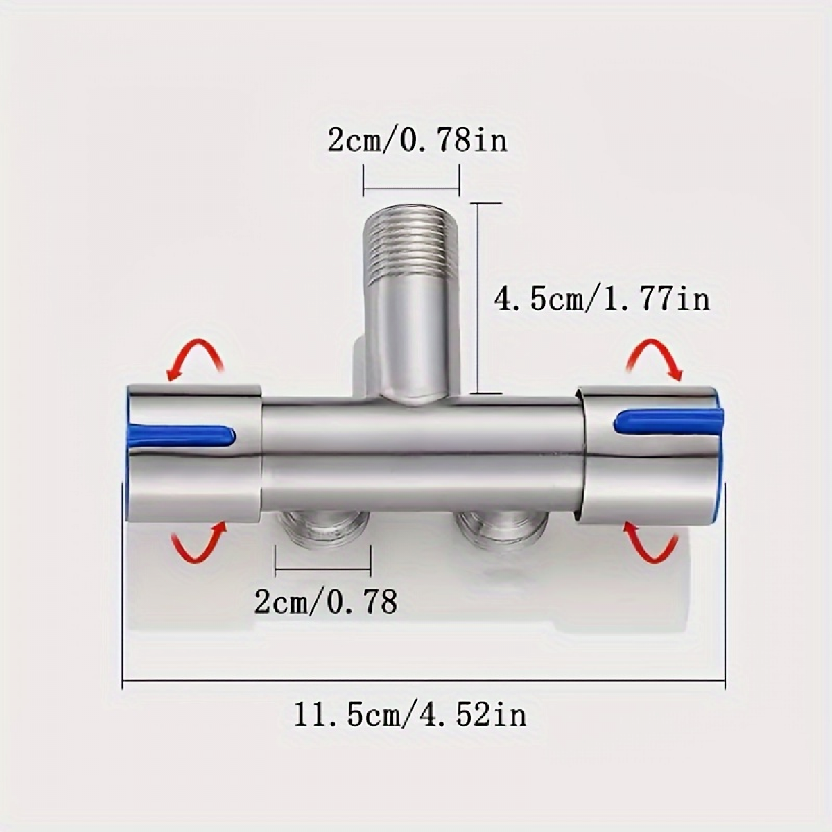 Robinet d'angle à trois voies en acier inoxydable, robinet de machine à laver à double poignée, robinet de salle de bain, robinet de dérivation - 2