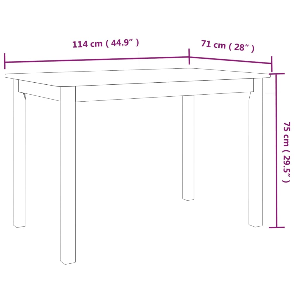 Table à manger Blanc et marron 114x71x75 cm Bois d'hévéa massif - 7
