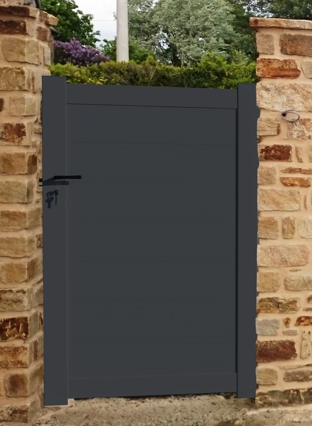 Portillon aluminium modèle plein en kit dimensions L.1000 (entre piliers) x H.1500 mm Couleurs Gris (RAL 7016) - 2