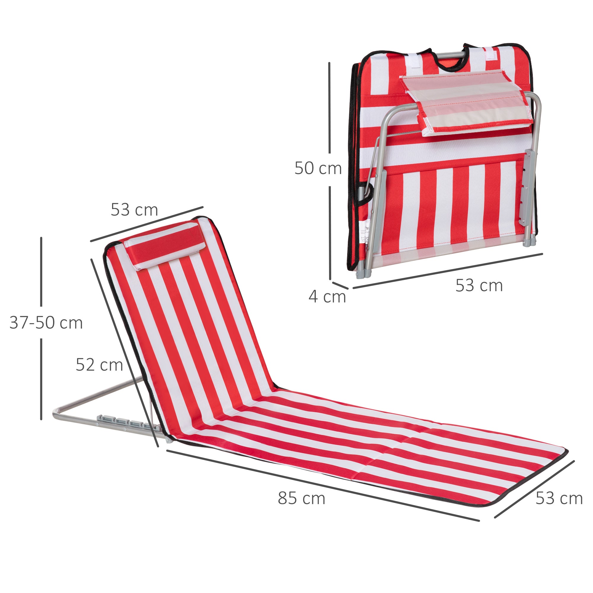Ensemble 2 transats plage pliants dossier réglable 5 niveaux sac rouge - 5