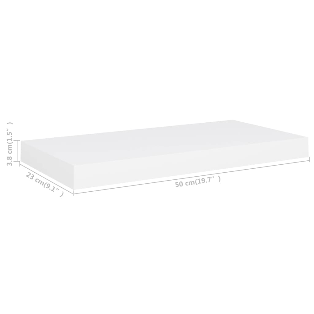 Étagère murale | Étagère suspendue | Etagères Flottantes flottante blanc 50x23x3,8 cm MDF803215 - 7