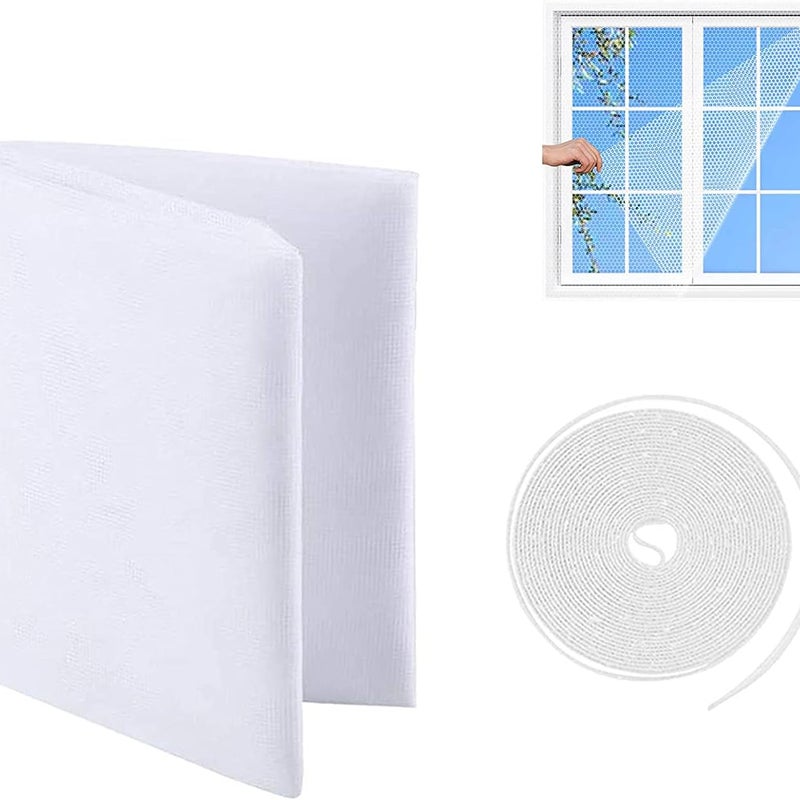 Moskitiera okienna 150 x 500 cm – nylonowa siatka przeciw owadom z taśmą samoprzylepną, łatwa w montażu