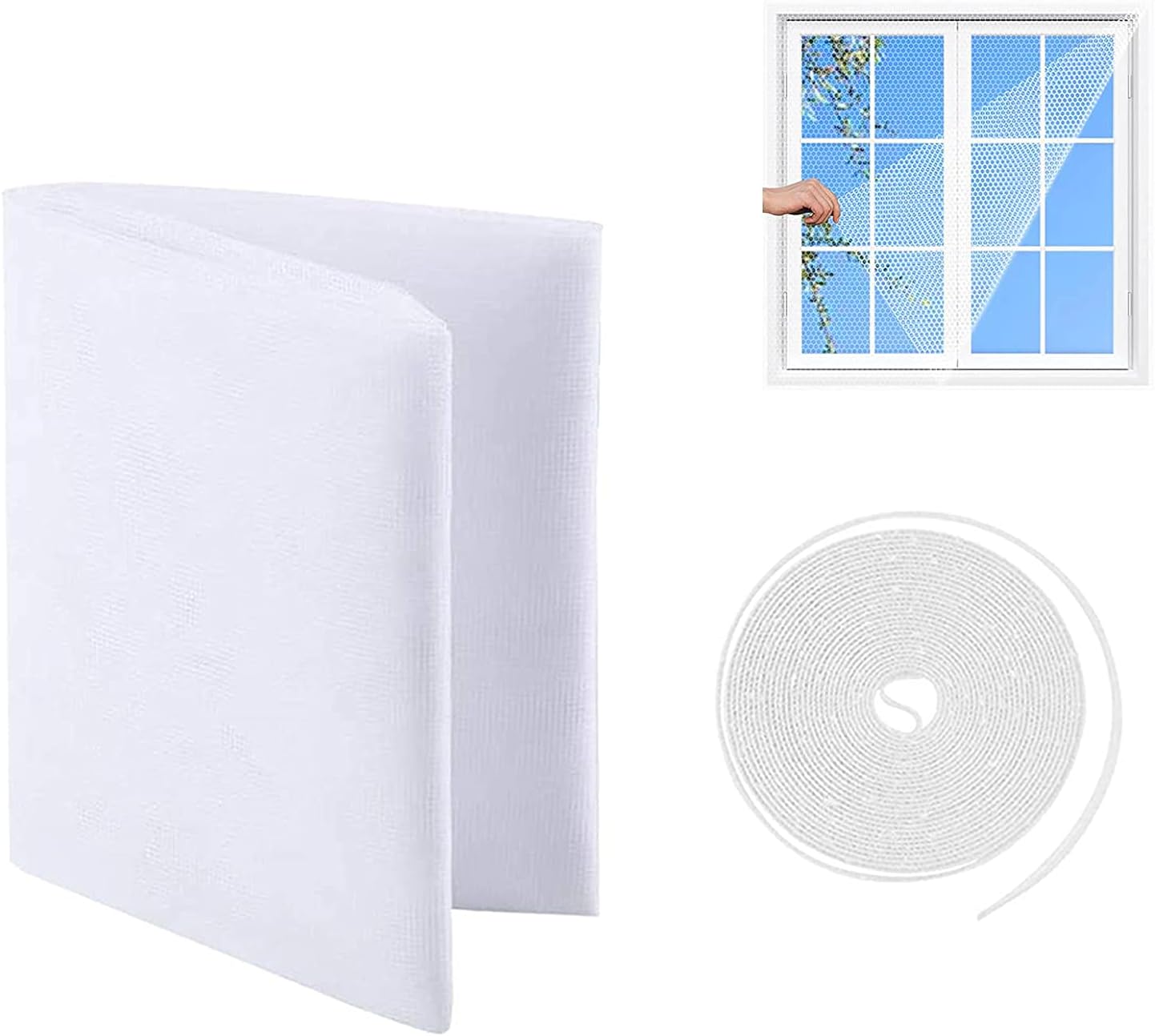 Moskitiery okienne 150 x 200 cm z siatki nylonowej, chroniące przed owadami, z taśmą samoprzylepną