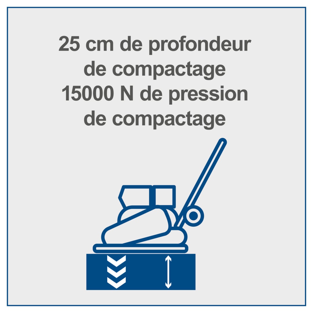 Scheppach Plaque vibrante thermique HP1200S - 6,5 CV - 15 kN - compactage 30 cm - Vitesse 25m/min - Tapis + dispositif de déplacement inclus - 2