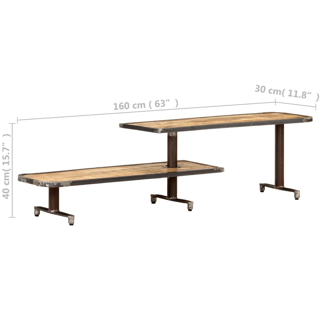 Meuble TV 160 x 30 x 40 cm en bois de manguier massif - 7