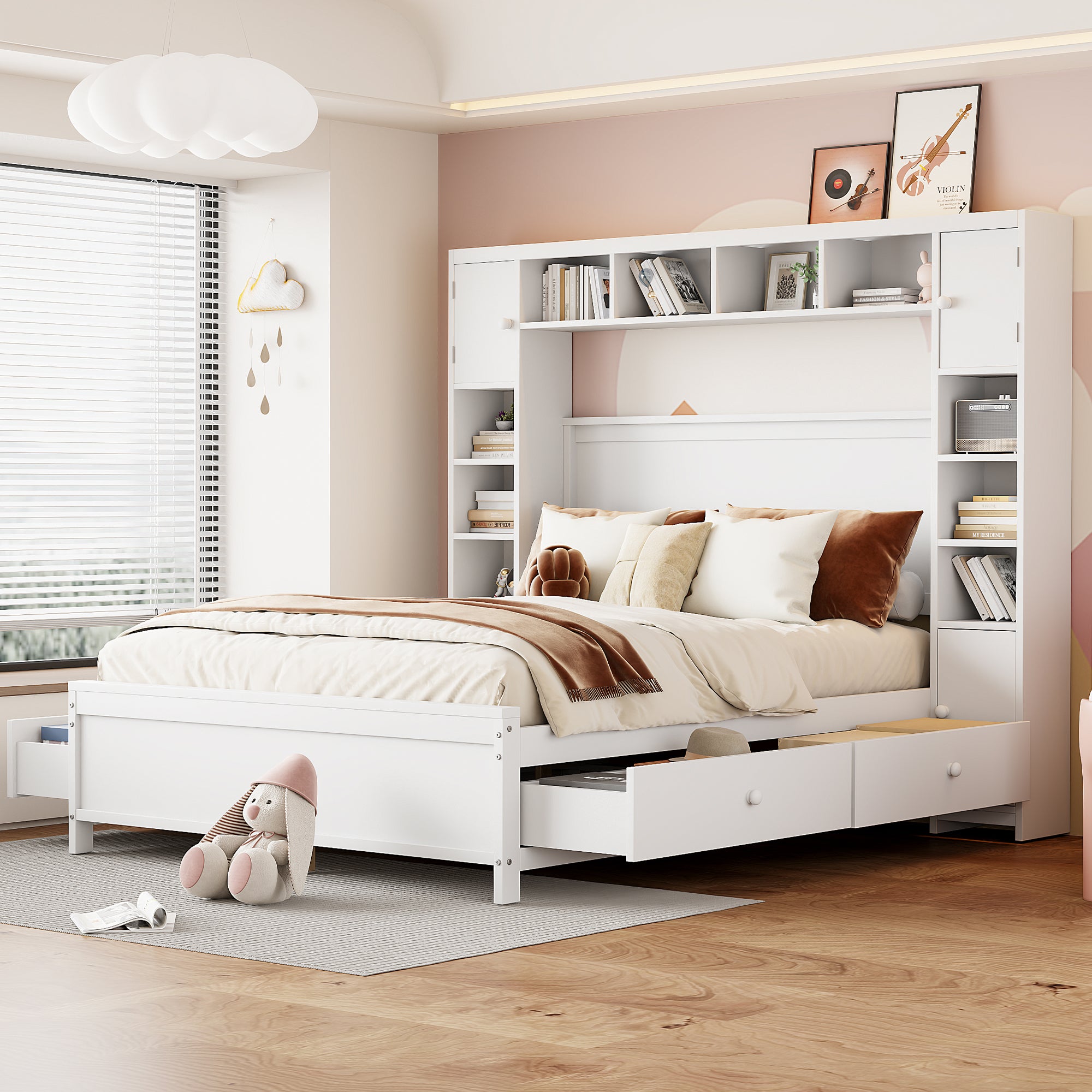 In Legno Massello Letto King Size Con Cassettone Letto Contenitore