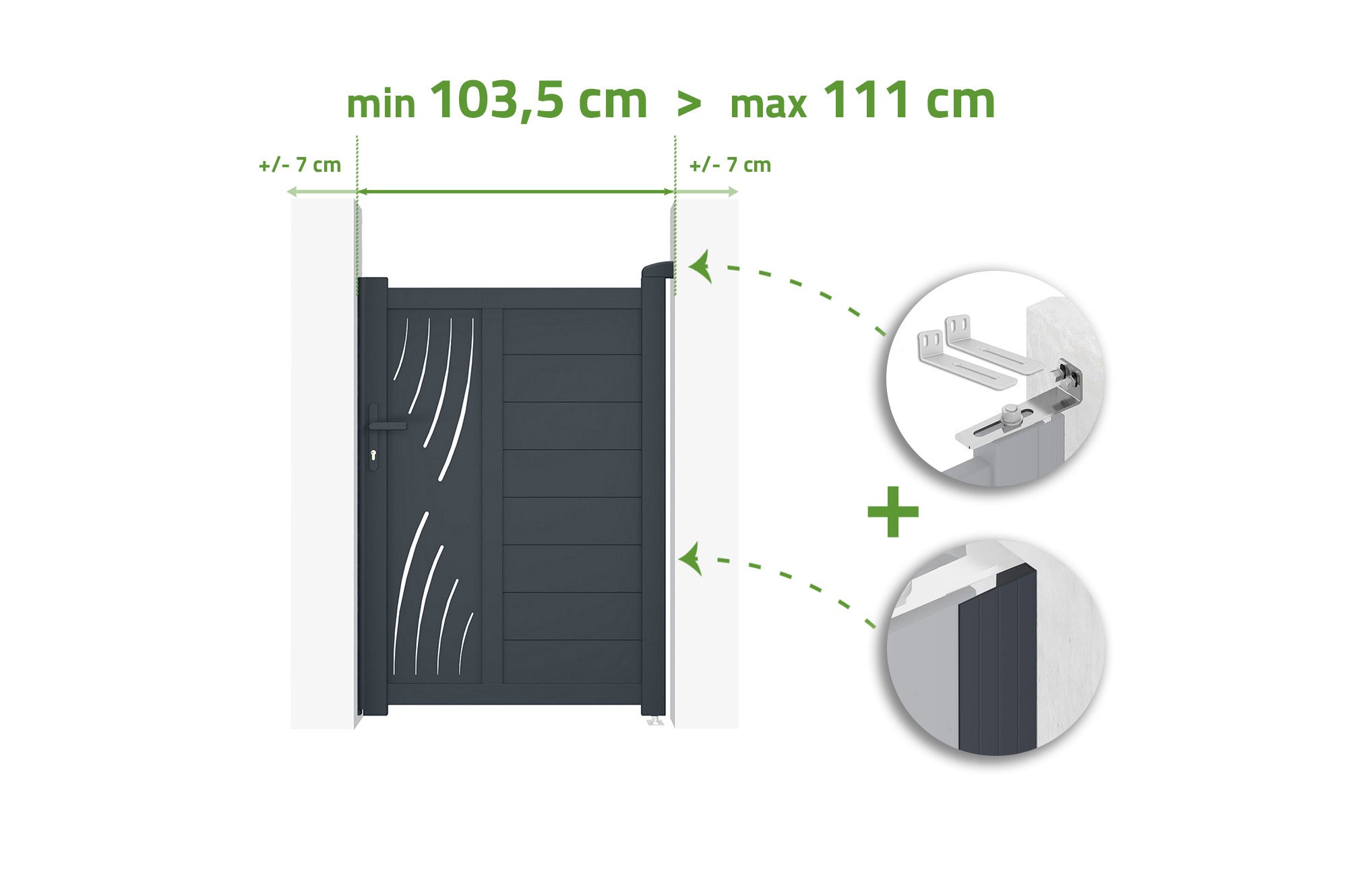 Brama regulowana o szerokości 1m VELETA H.140cm szara aluminiowa