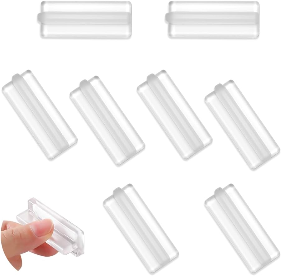 Zestaw 8 ultramiękkich silikonowych uchwytów samoprzylepnych – 50 x 20 x 15 mm – Nie wymaga wiercenia – Do szklanych drzwi, szafek, łazienek
