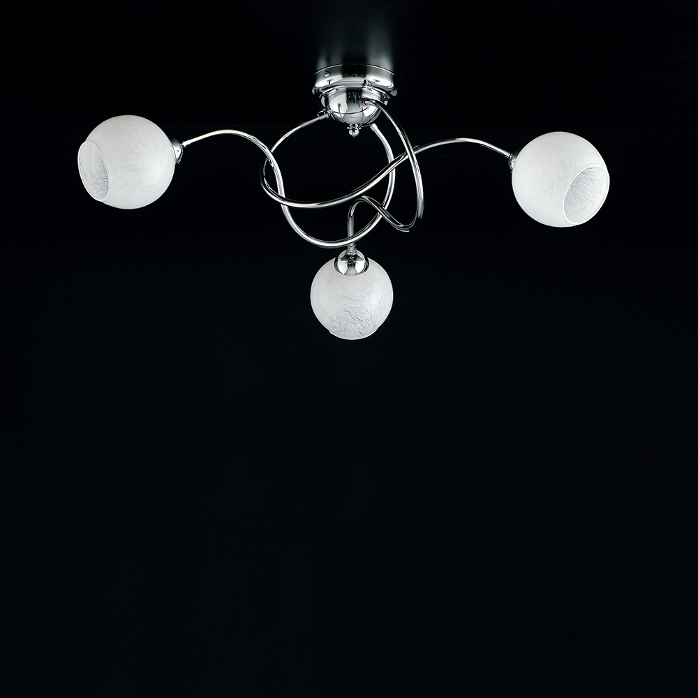 Plafoniera In Vetro Satinato Papiro 70W - Luce Diretta - Fatta In Italia - Stile Contemporaneo