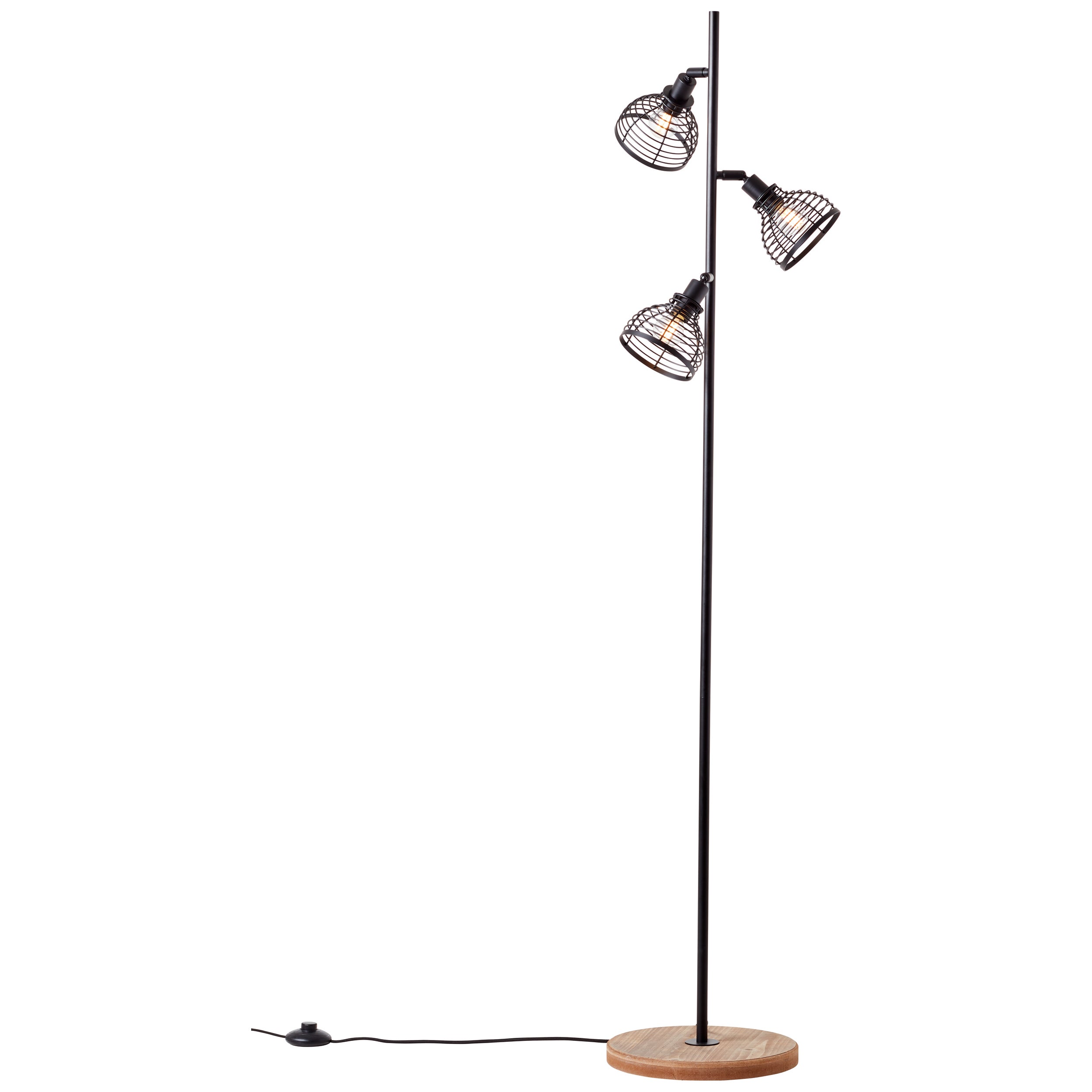 Brilliant Avia 3-płomienna lampa podłogowa czarny/drewno, metal/drewno, 3x D45, , 42 W - 5
